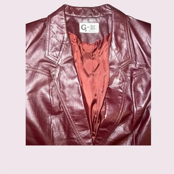 Gorgeous sleek Genuine maroon/brown leather jacket - Picture 3 of 4